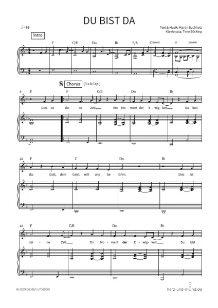 Du bist da - Klaviersatz